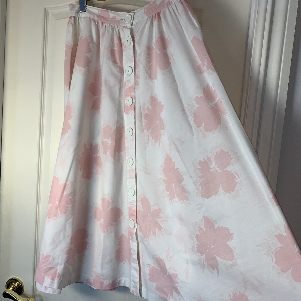 Vintage 90s ICE Canada Floral Button Front Midi Skirt‎ Cottagecore Prairie 12